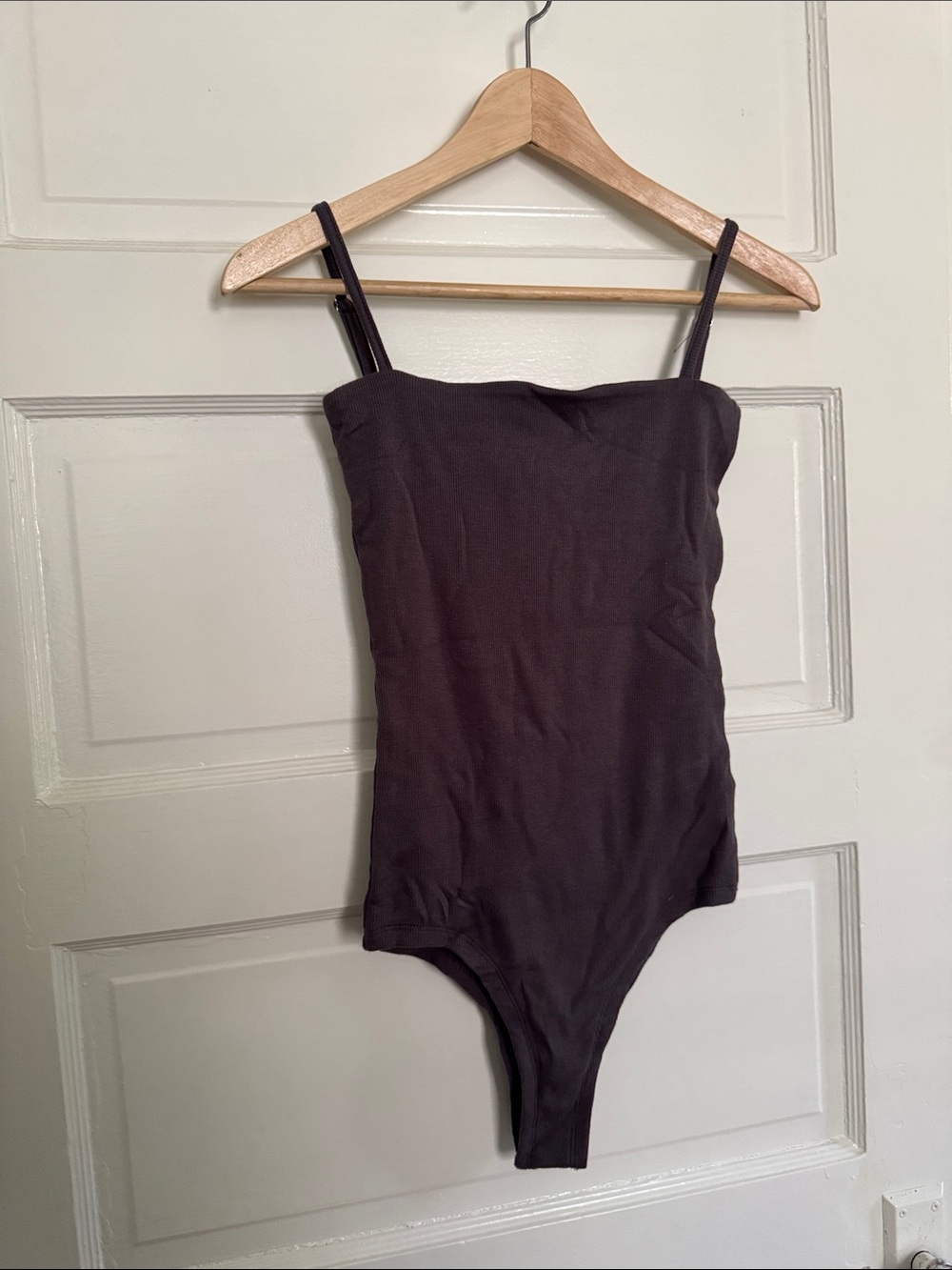 Essential Slim Strap Bodysuit in Dark Brown
